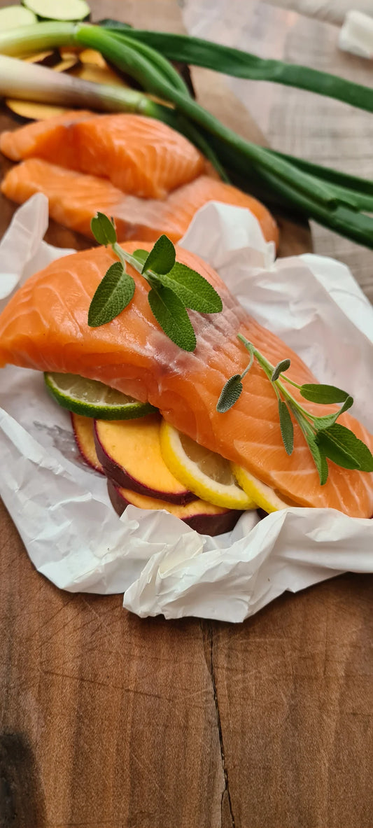 PACK 5 porciones individuales Salmón Atlántico sin Piel, Piezas de 180 grs c/u aprox.