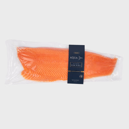 Caja 10kg | Filete Salmón Atlántico Con Piel AquaChile | Congelado al vacío