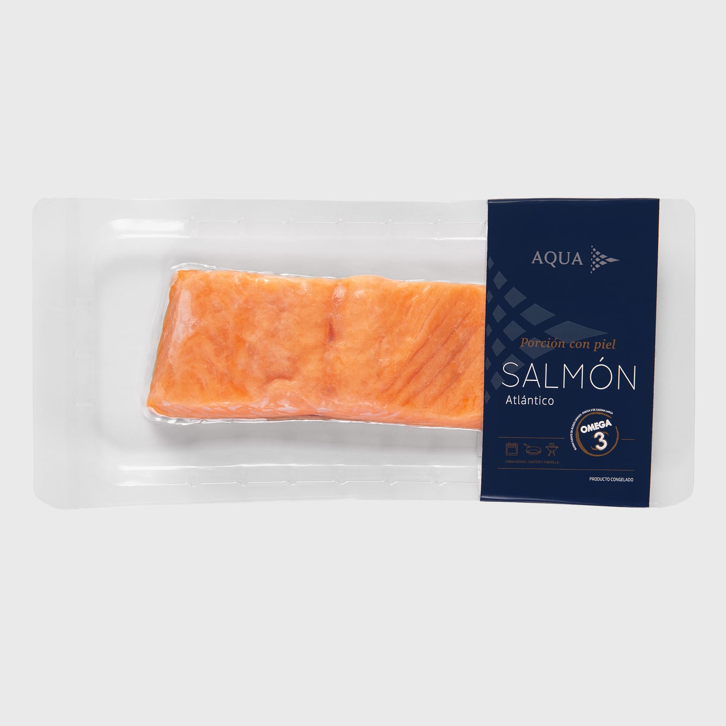 Porción Salmón Atlántico con Piel Skinpack, Pieza de 210 grs aprox.($ 22.200 Kg)